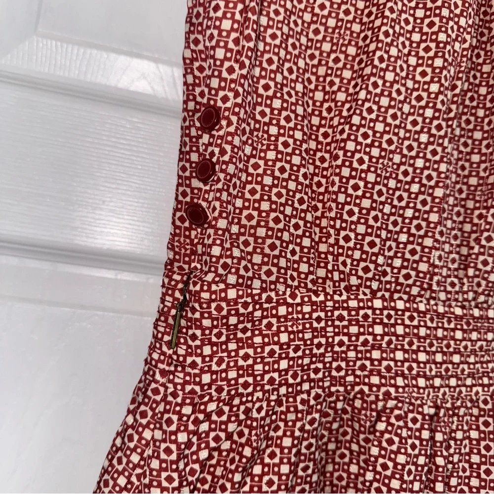 NWT Tory Burch Darilynn Ruffle Sleeveless Dress 0 Brick Red Silk Cotton
